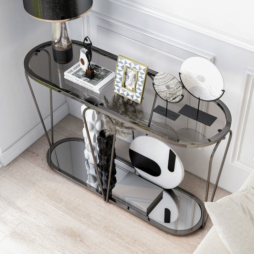 Miffa Contemporary Metal 1-Shelf Console Table. Picture 5