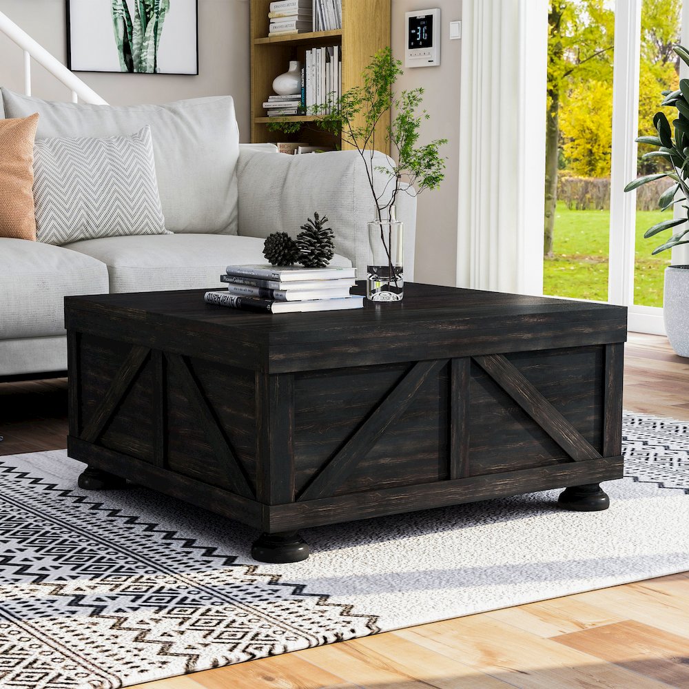 Zula Wood Hidden Storage Coffee Table. Picture 4