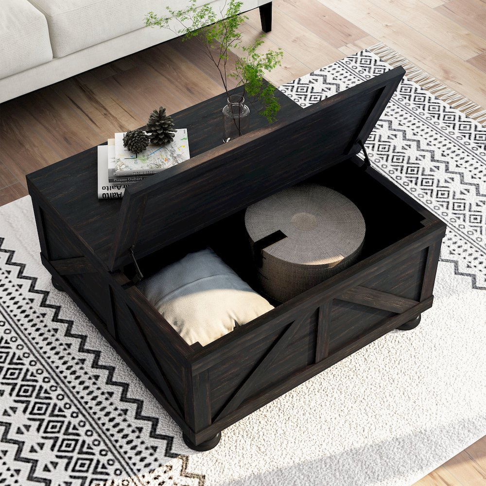 Zula Wood Hidden Storage Coffee Table. Picture 5