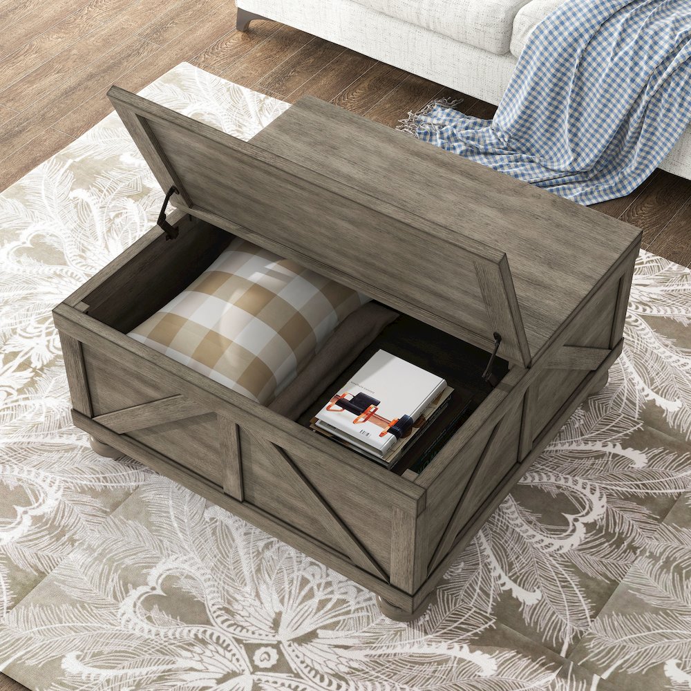 Zula Wood Hidden Storage Coffee Table. Picture 5