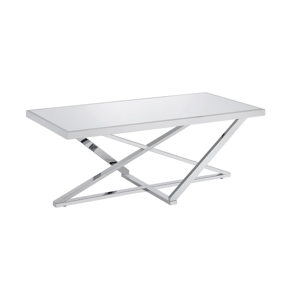Ludington Contemporary Metal Coffee Table in Chrome. Picture 1