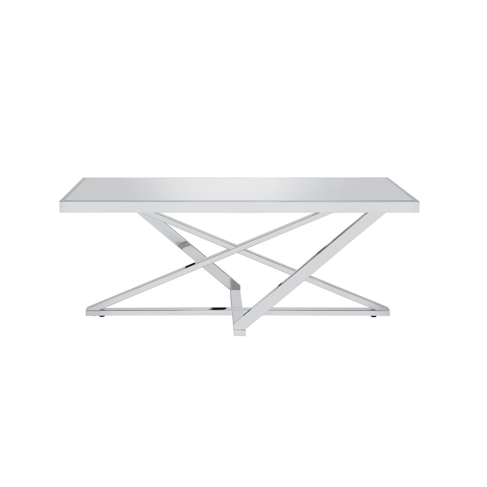 Ludington Contemporary Metal Coffee Table in Chrome. Picture 2