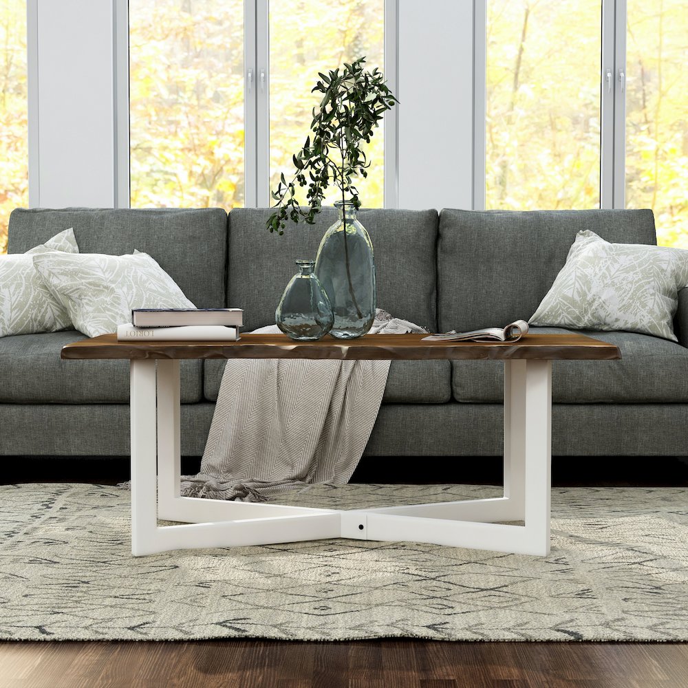 Baletto Contemporary Wood Coffee Table in Oak and White. Picture 5