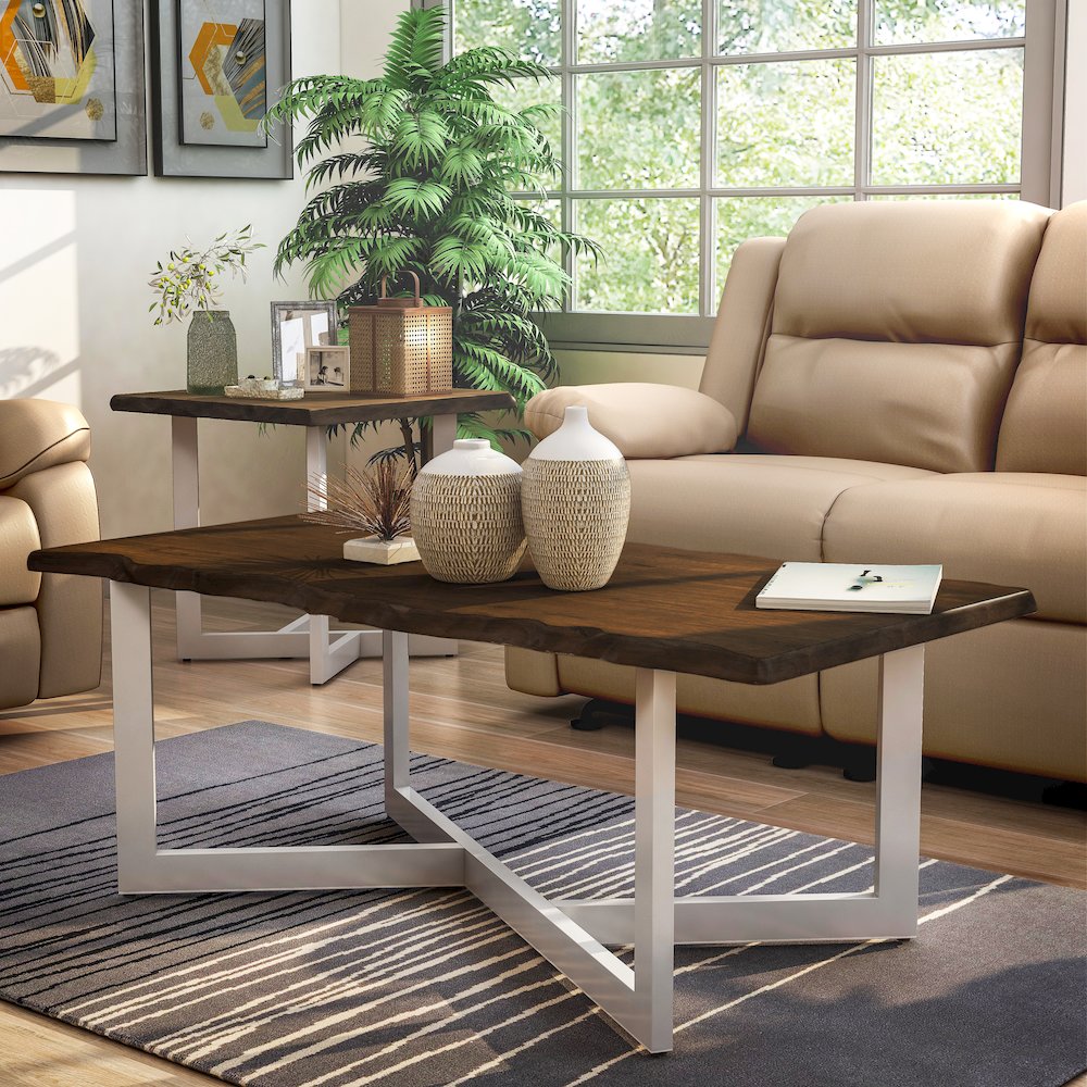 Krestian Contemporary Wood Coffee Table in Oak and White. Picture 3