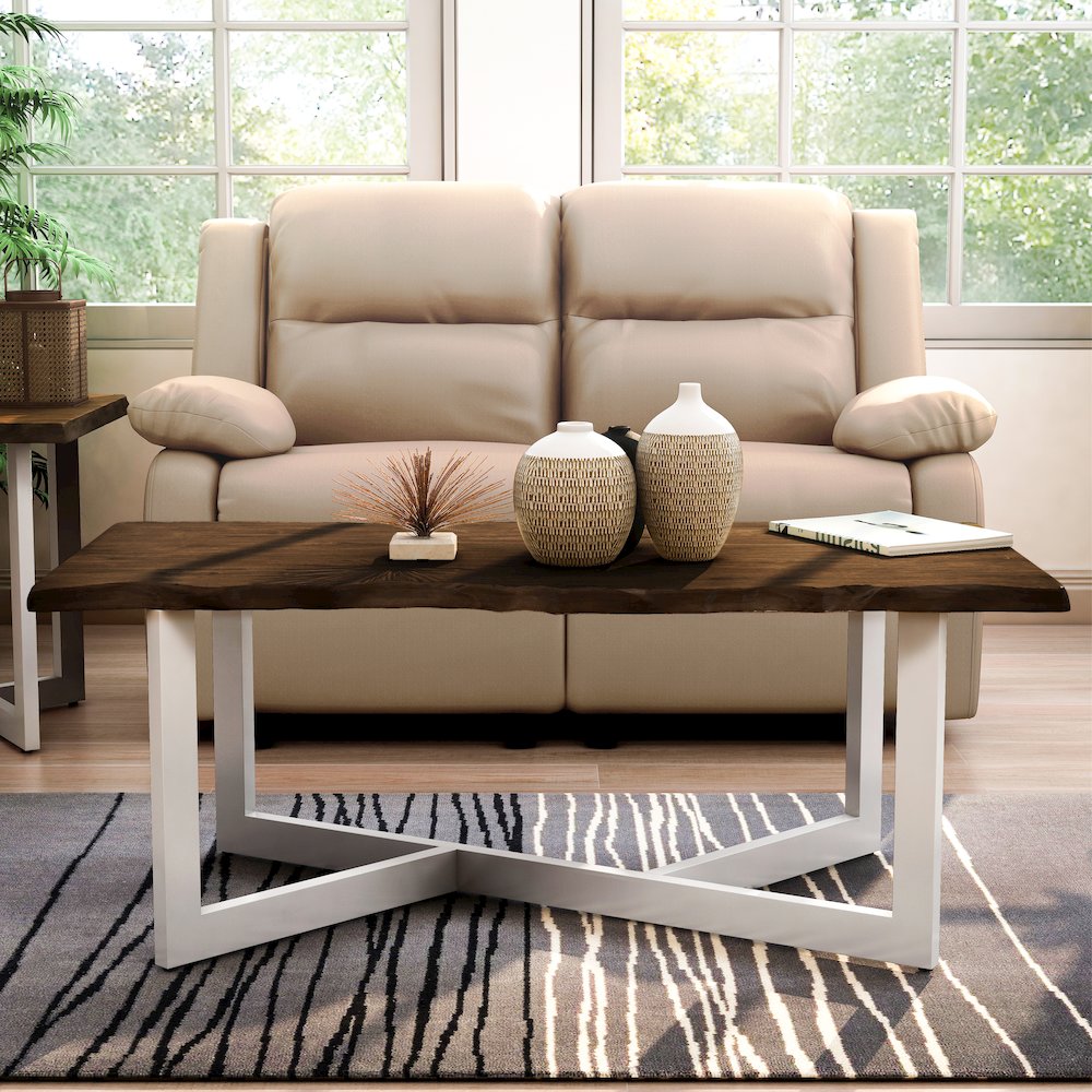 Krestian Contemporary Wood Coffee Table in Oak and White. Picture 4