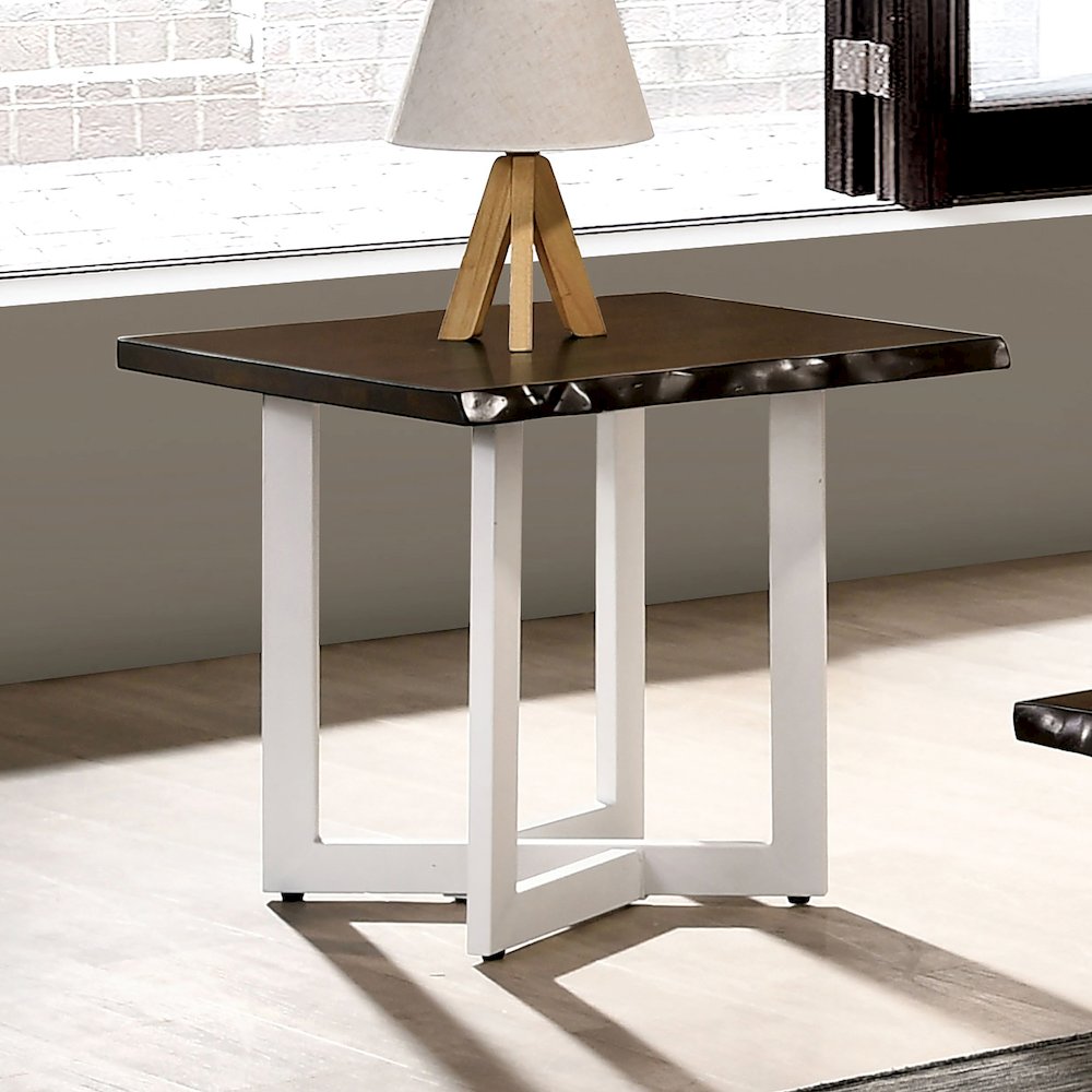 Krestian Contemporary Wood End Table in Oak and White. Picture 2