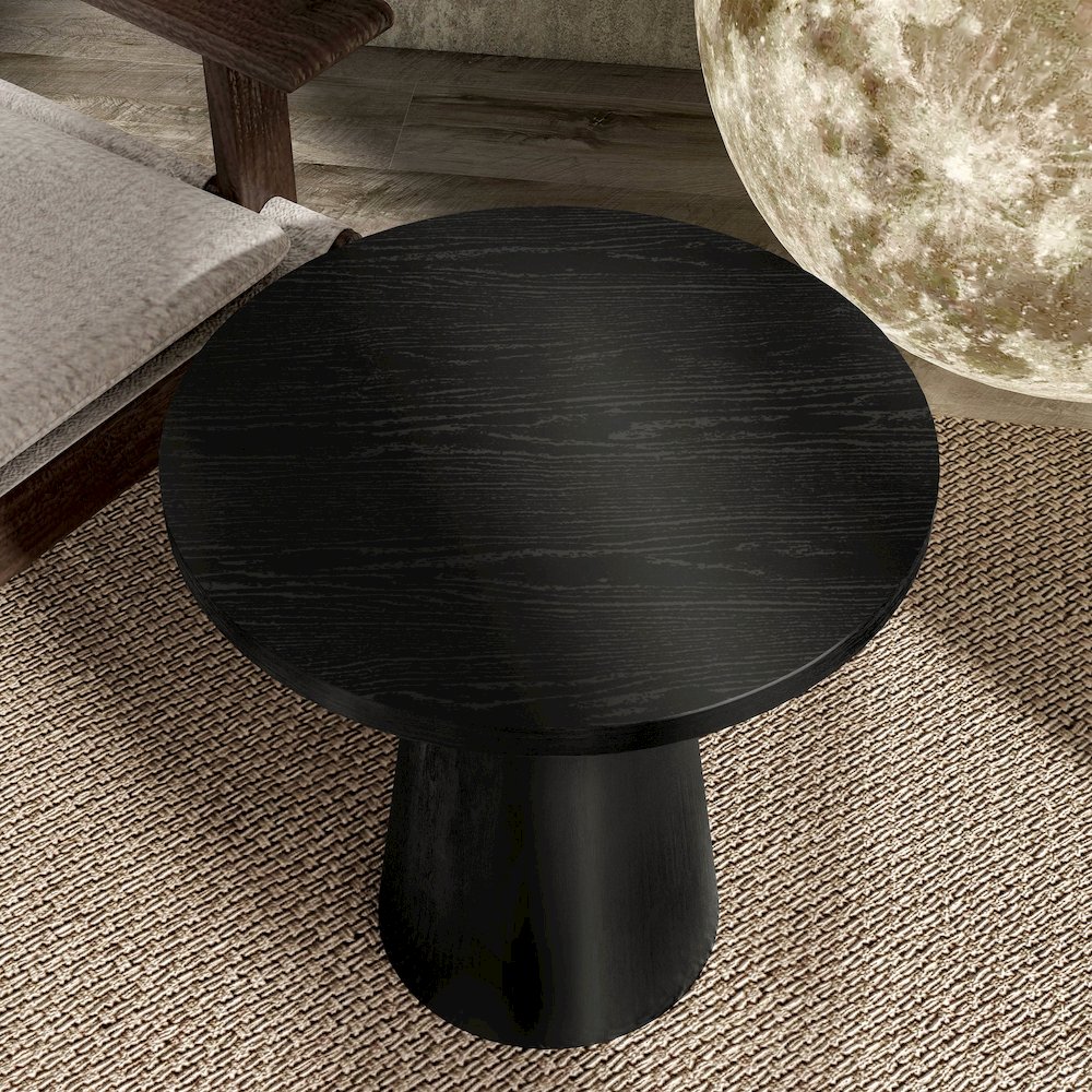 Oldbury Modern Round Solid Wood Pedestal End Table. Picture 4
