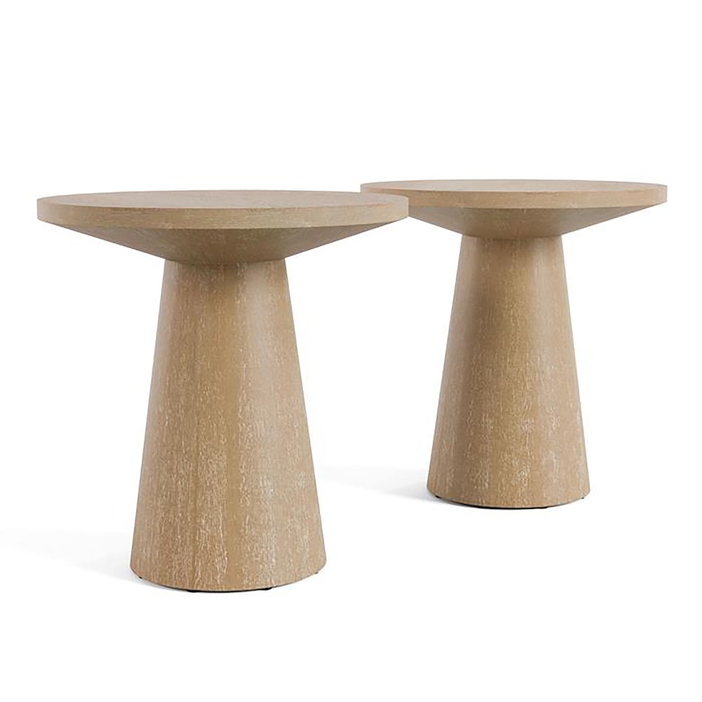 Oldbury 2-Piece Modern Round Wood Pedestal End Table Set. Picture 1