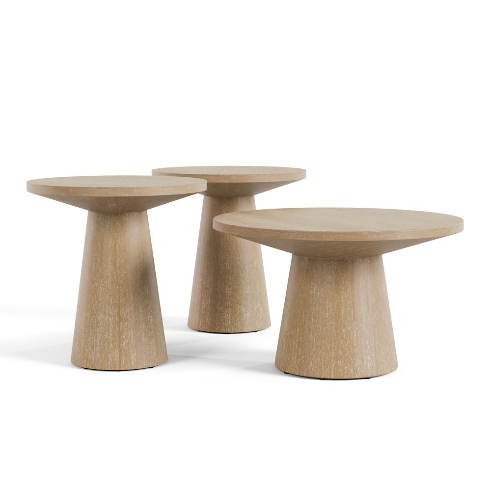 Oldbury Modern Round Solid Wood Pedestal Coffee Table. Picture 4