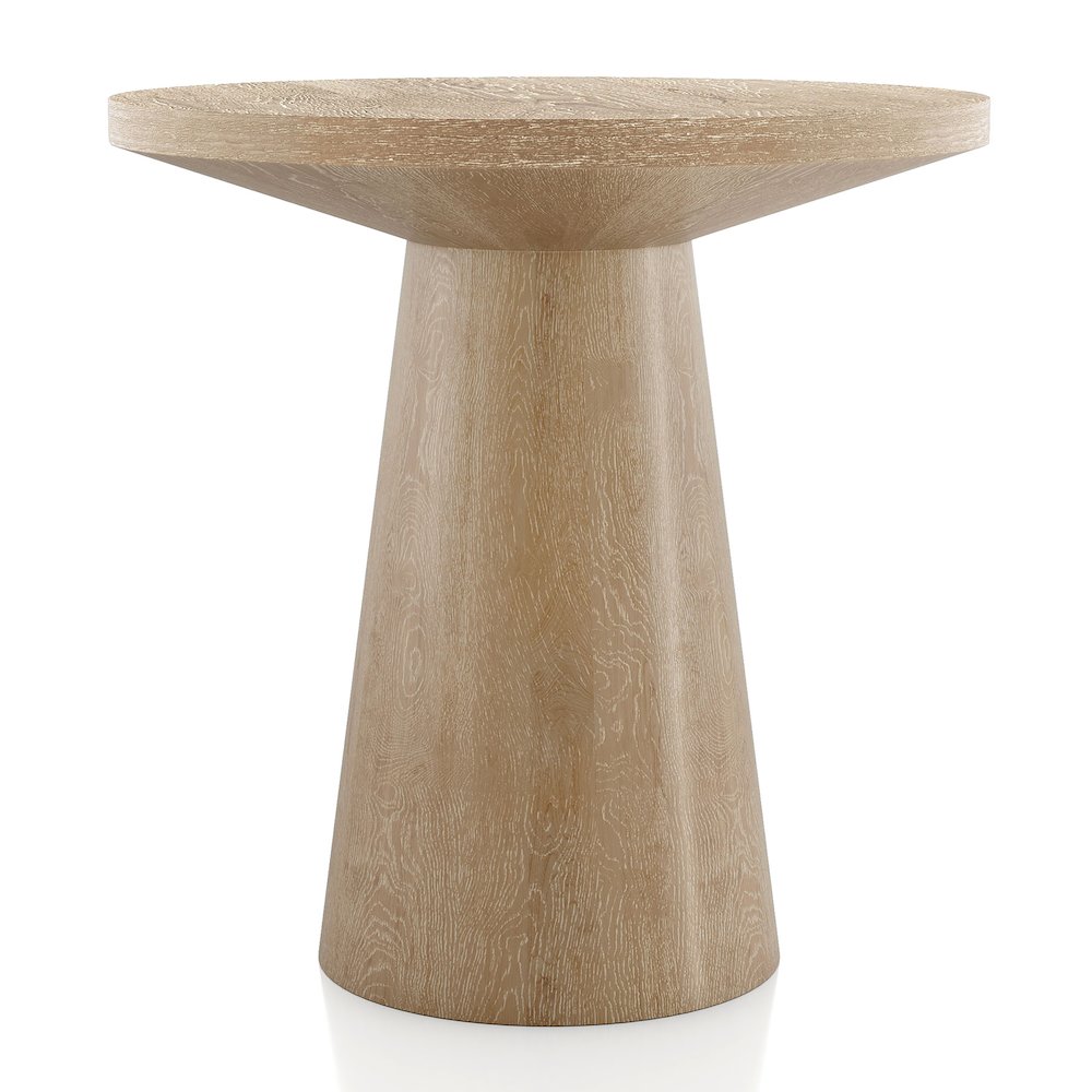 Oldbury Modern Round Solid Wood Pedestal End Table. Picture 1