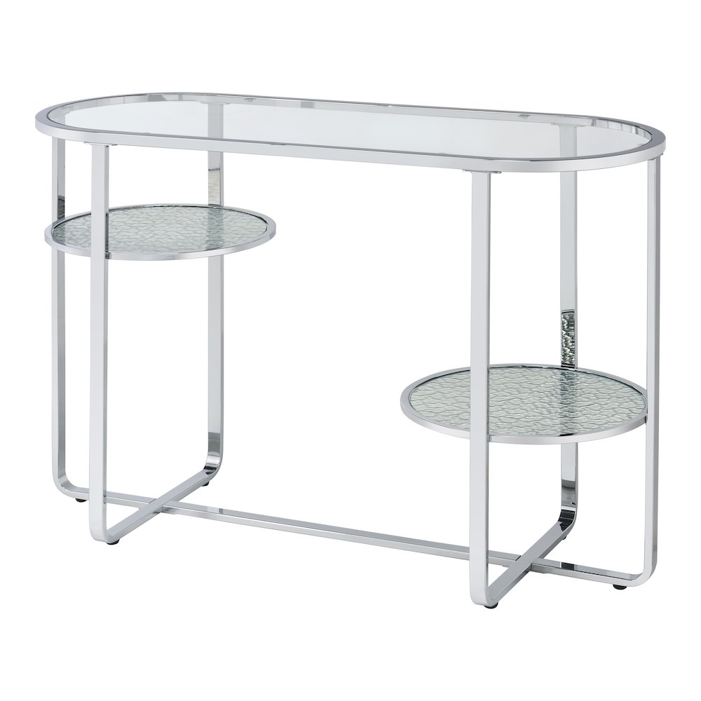 Ludington Metal 2-Shelf Sofa Table in Chrome. Picture 2