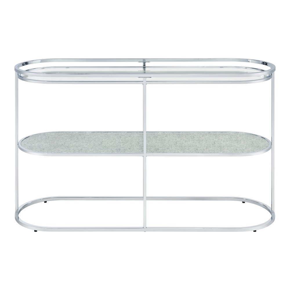 Ludington Metal 1-Shelf Sofa Table in Chrome. Picture 2