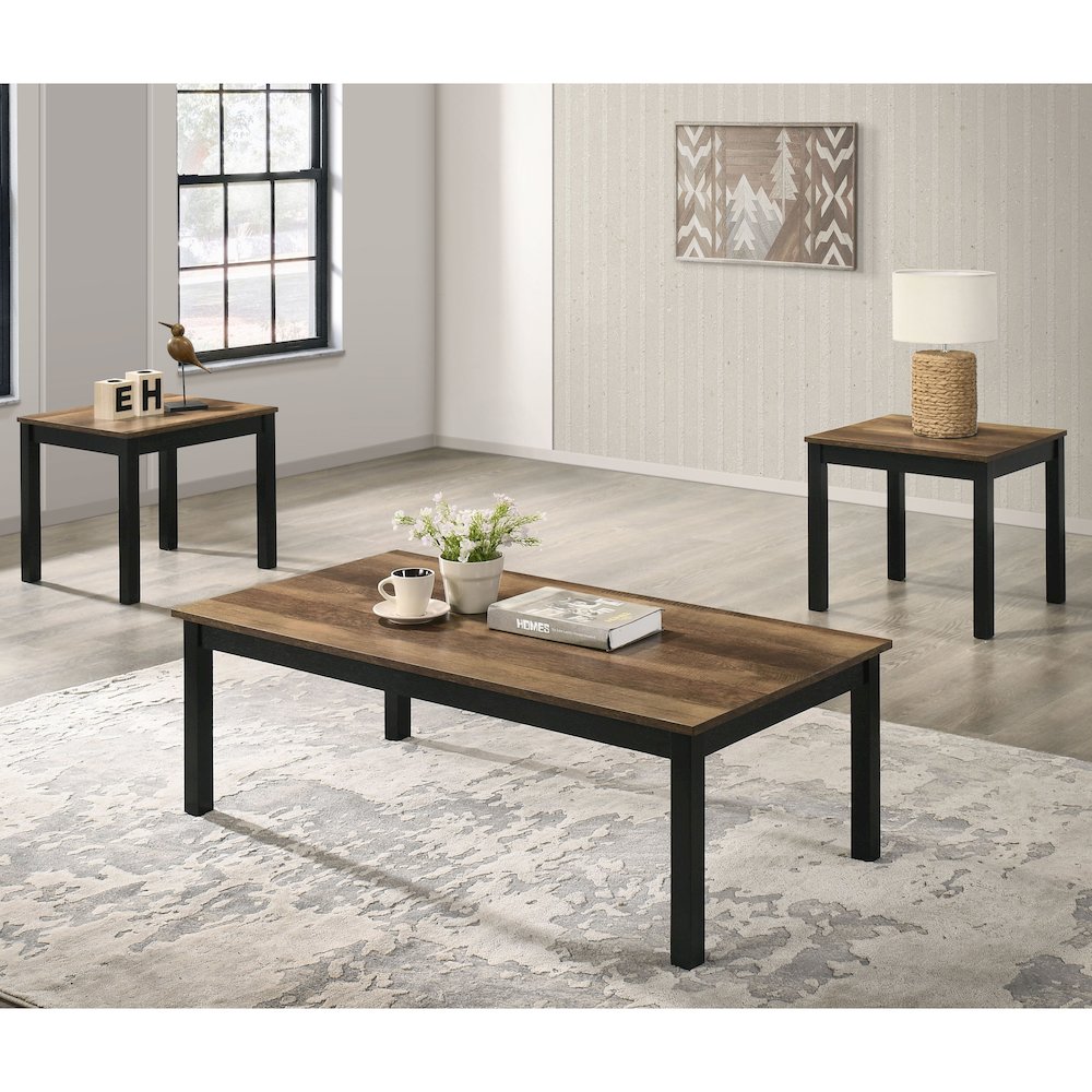Isime Wood 3-Piece Coffee Table Set. Picture 4