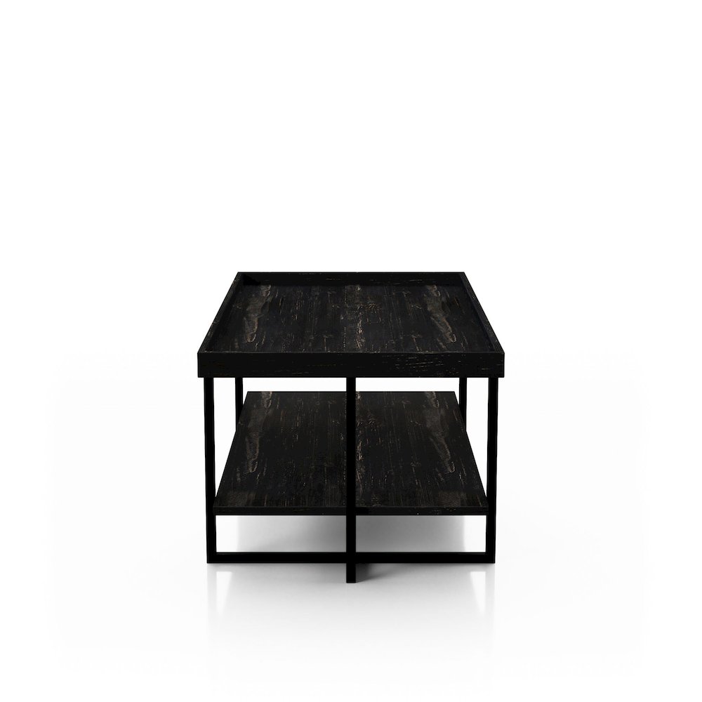 Prakers Industrial Wood 1-Shelf Coffee Table in Black. Picture 3