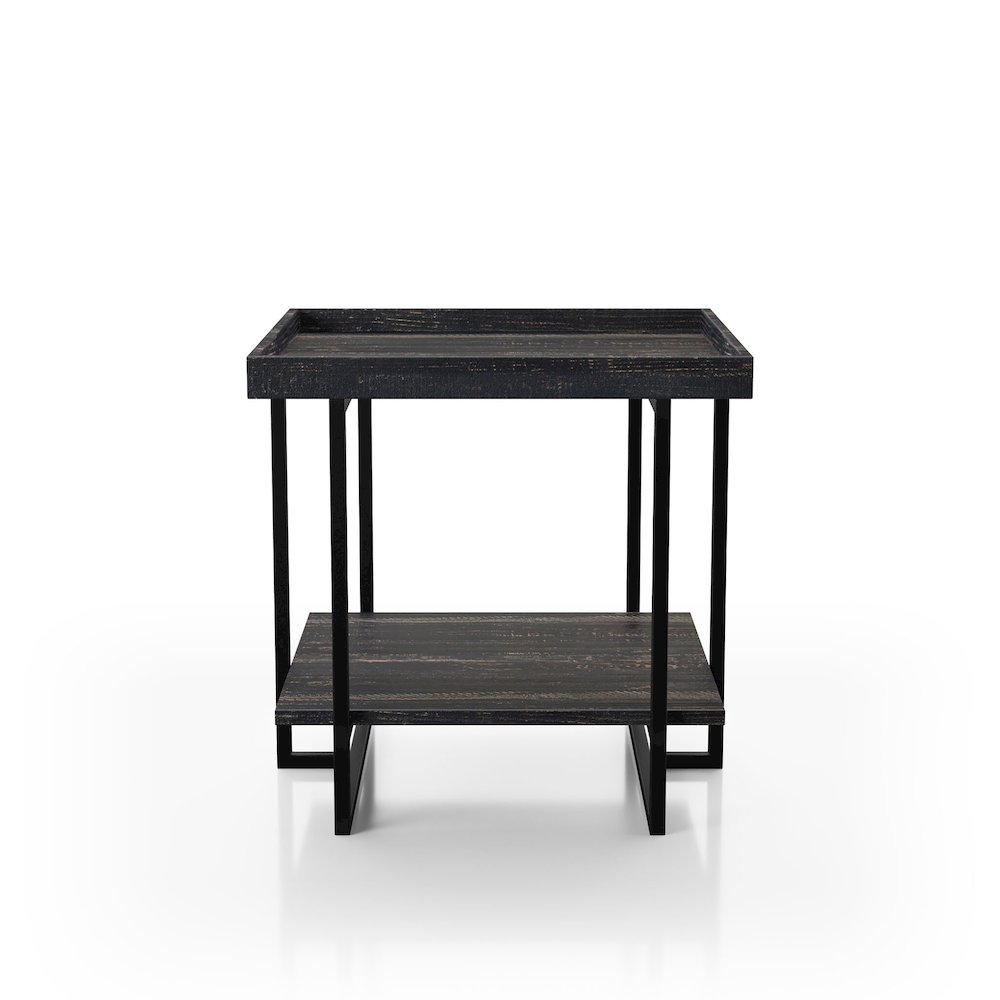 Prakers Industrial Wood 1-Shelf End Table in Black. Picture 2