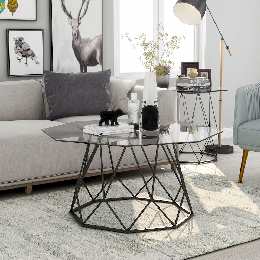 Growder Contemporary Glass Top Coffee Table. Picture 2