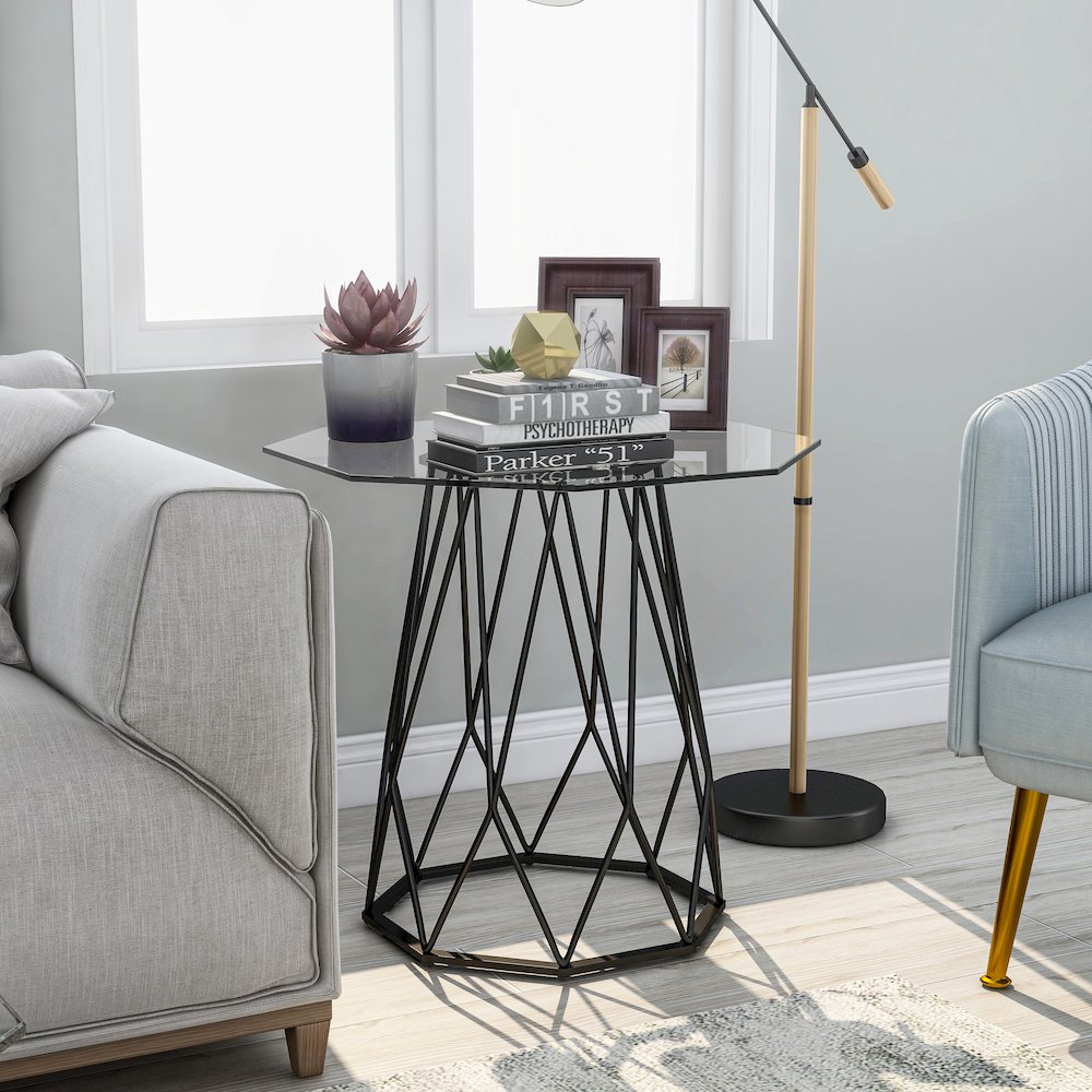Growder Contemporary Glass Top End Table. Picture 2