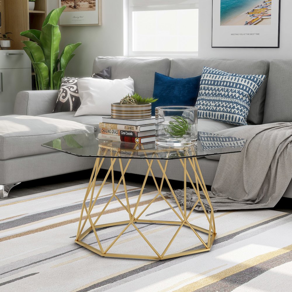 Growder Contemporary Glass Top Coffee Table. Picture 2