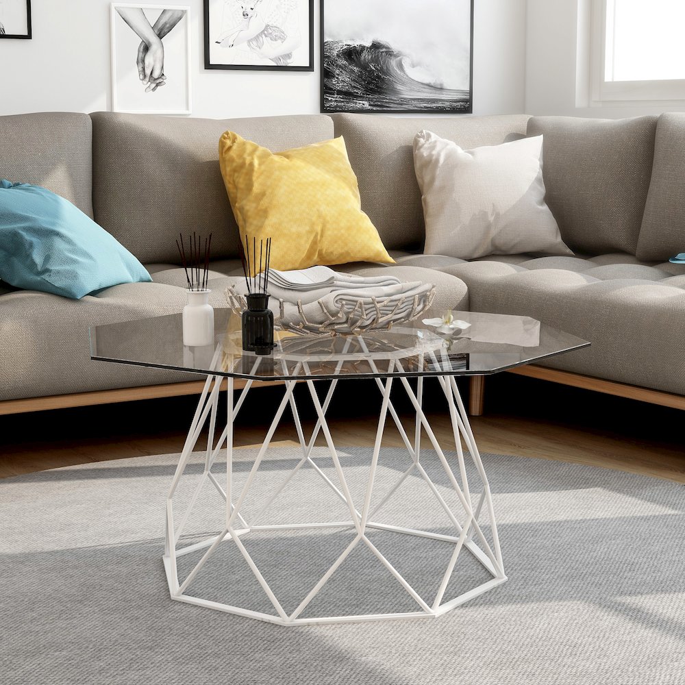 Growder Contemporary Glass Top Coffee Table. Picture 2