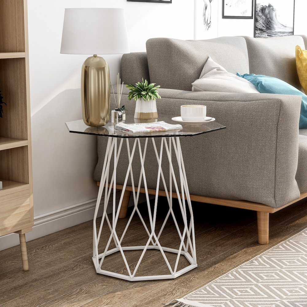Growder Contemporary Glass Top End Table. Picture 3