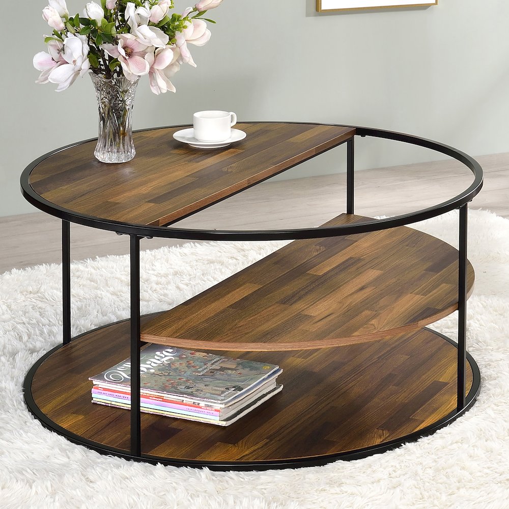 Marquesa Contemporary Wood Round Coffee Table. Picture 4