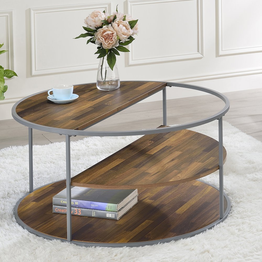 Marquesa Contemporary Wood Round Coffee Table. Picture 4