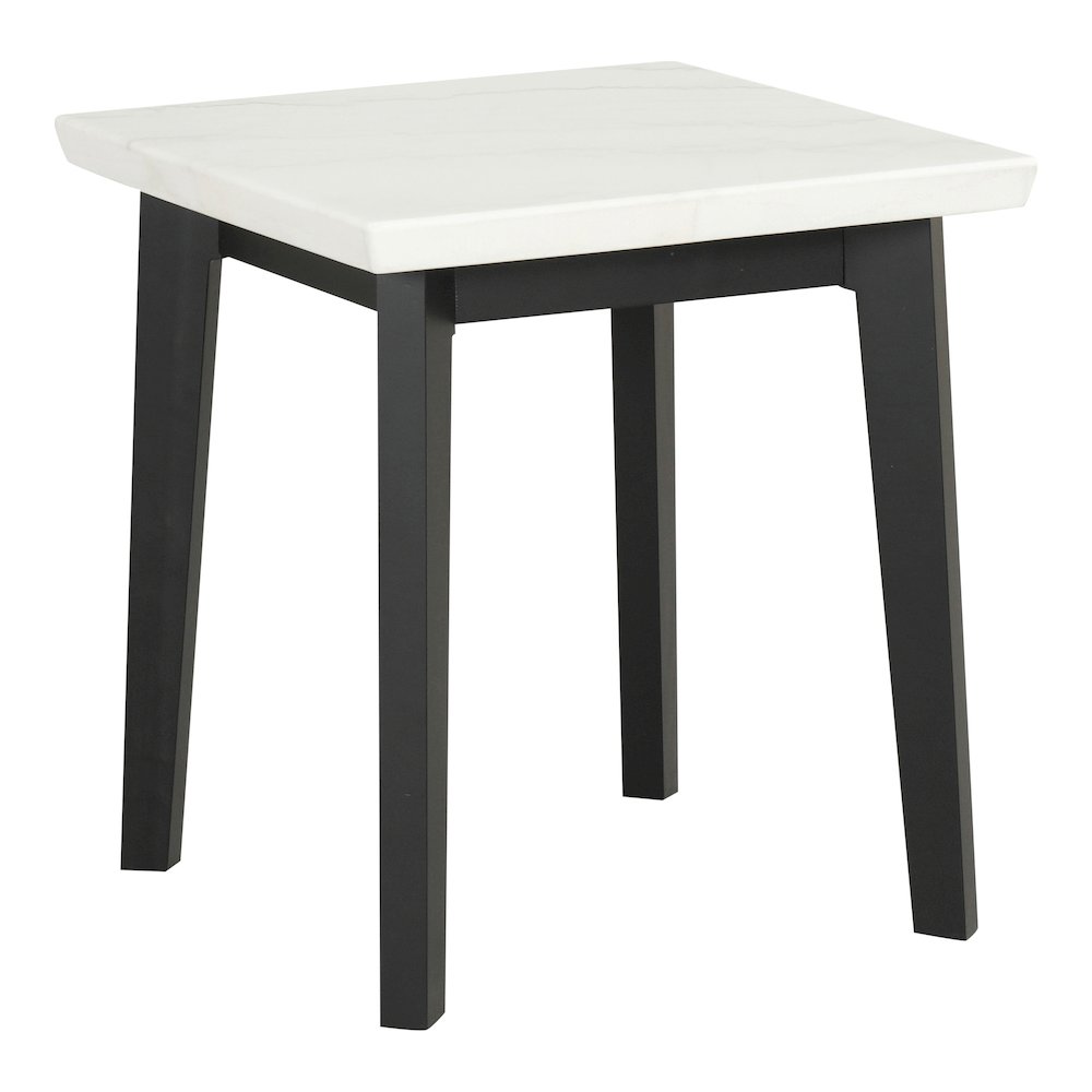 Isolde Wood and Marble Square End Table in White. Picture 1