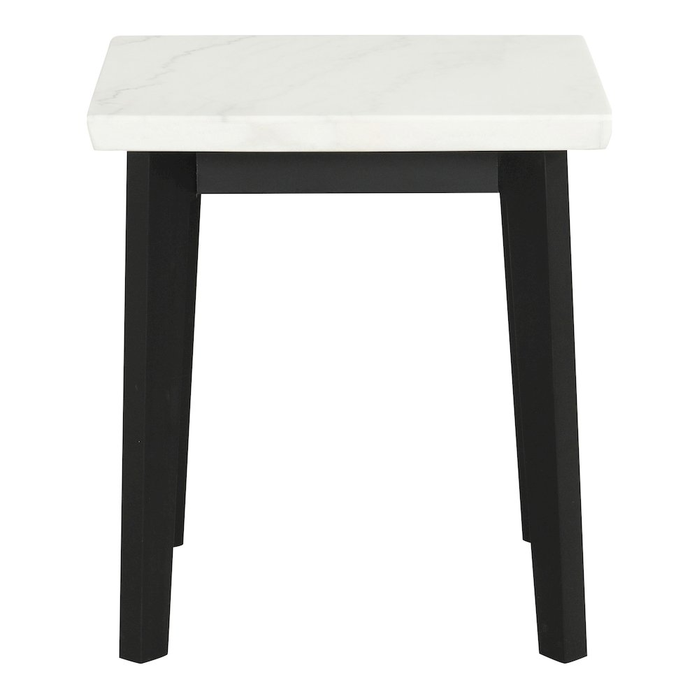 Isolde Wood and Marble Square End Table in White. Picture 2