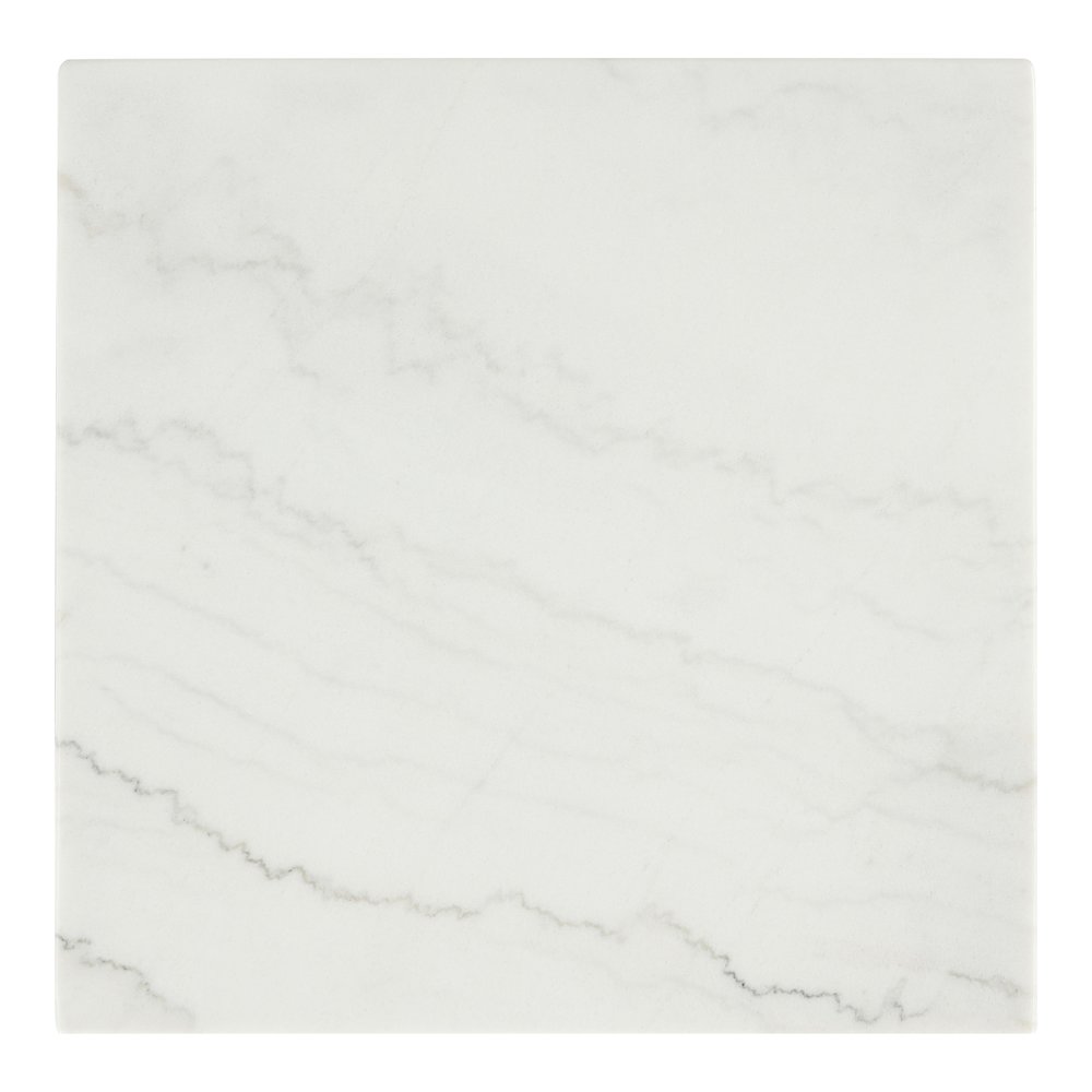 Isolde Wood and Marble Square End Table in White. Picture 3