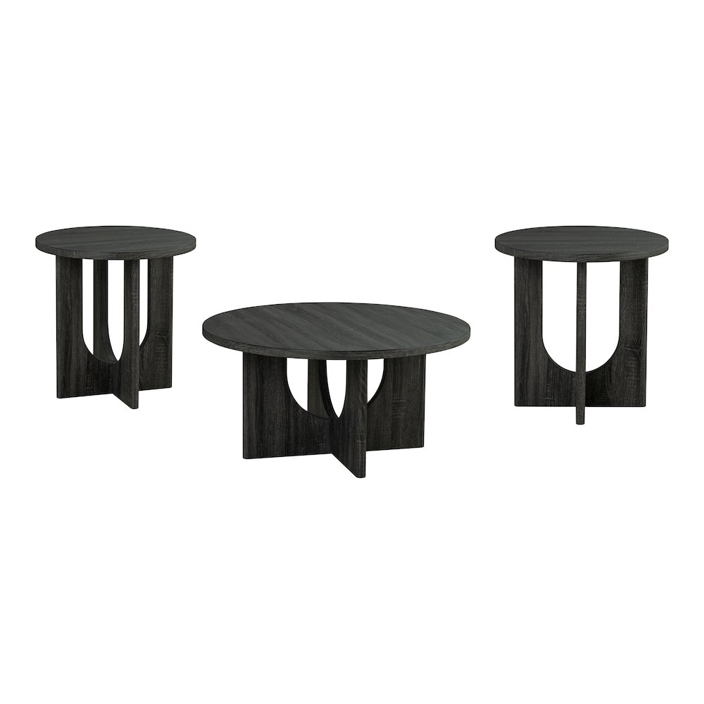 Carmel Modern Solid Wood 3-Piece Round Coffee Table Set. Picture 1