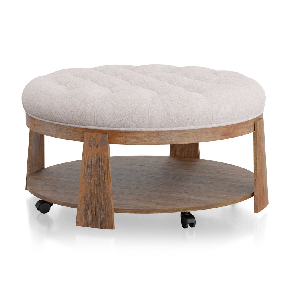 Scandi Wood Round Coffee Table. Picture 1