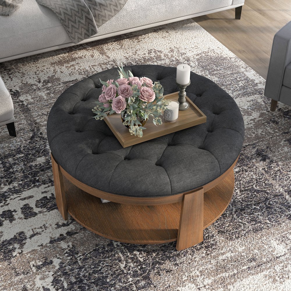 Scandi Wood Round Coffee Table. Picture 5