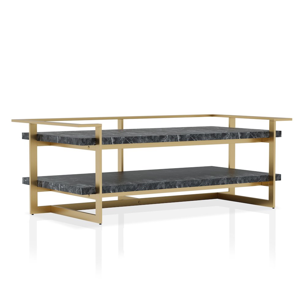Meliman Metal 1-Shelf Coffee Table in Gold and Black. Picture 1