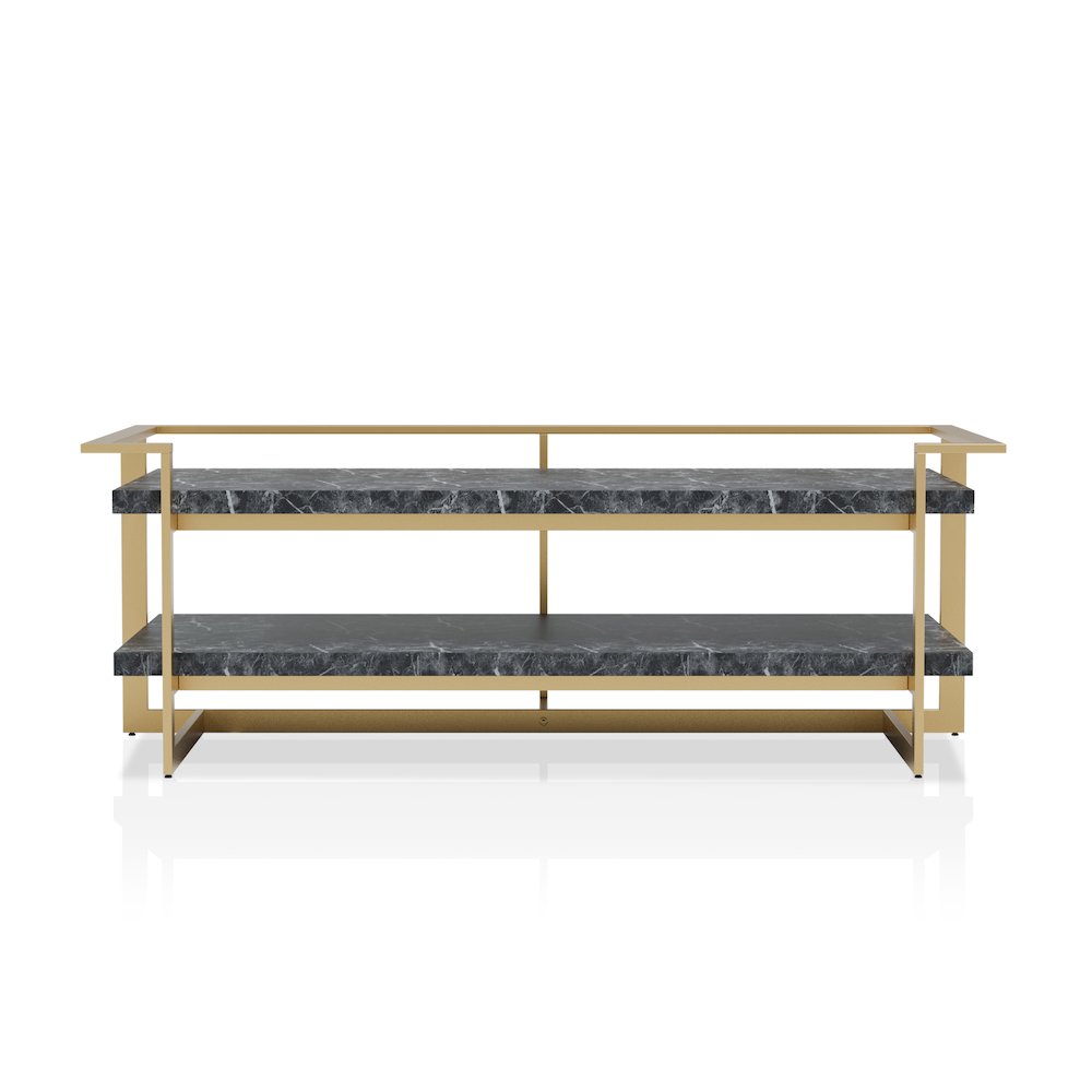 Meliman Metal 1-Shelf Coffee Table in Gold and Black. Picture 2