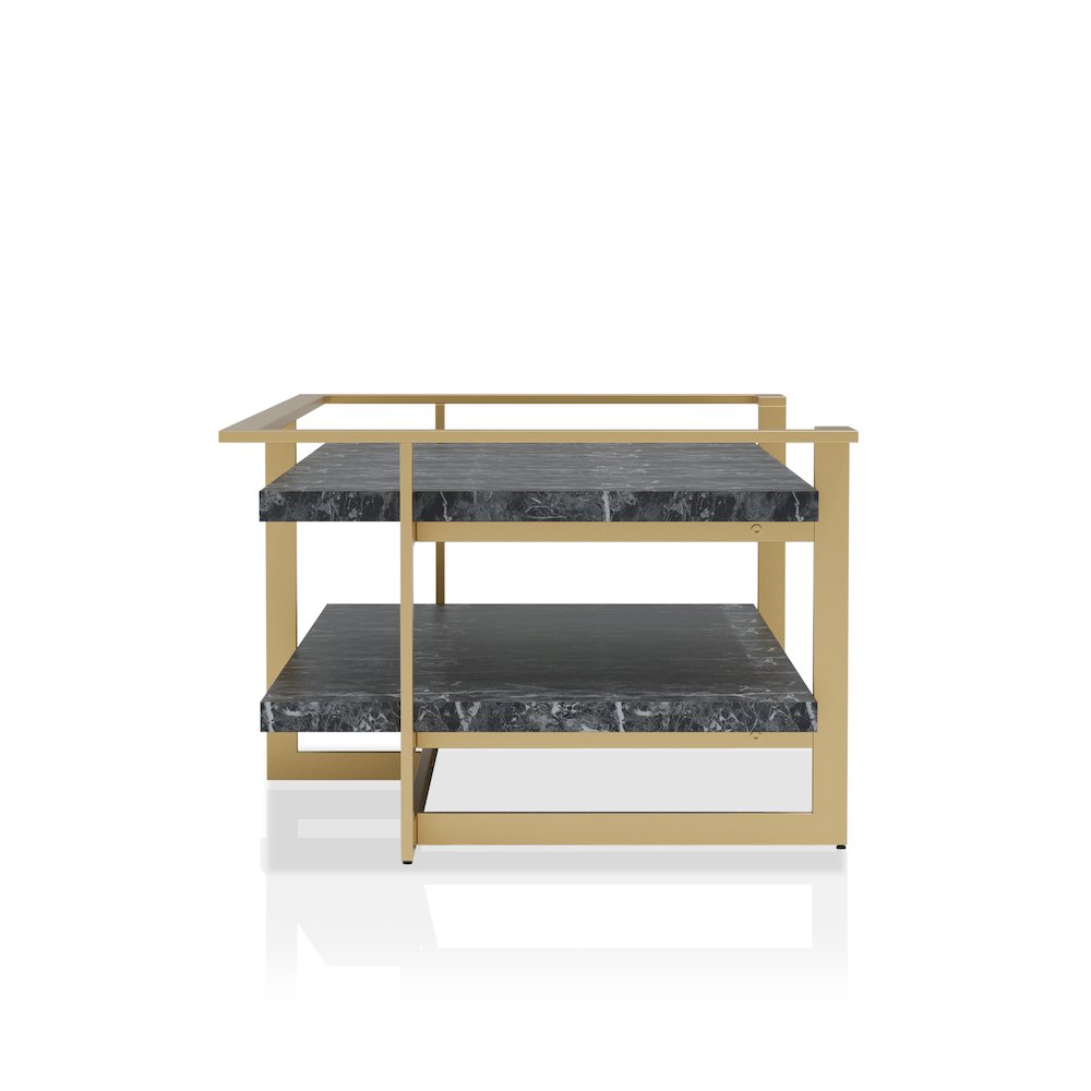 Meliman Metal 1-Shelf Coffee Table in Gold and Black. Picture 3