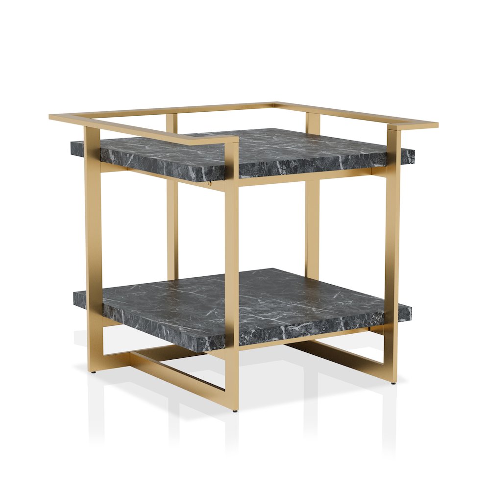 Meliman Contemporary Metal 1-Shelf End Table in Gold and Black. Picture 1