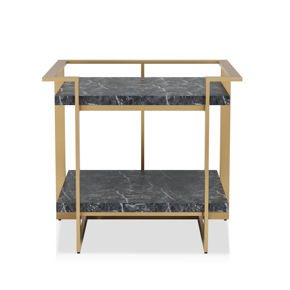 Meliman Contemporary Metal 1-Shelf End Table in Gold and Black. Picture 2