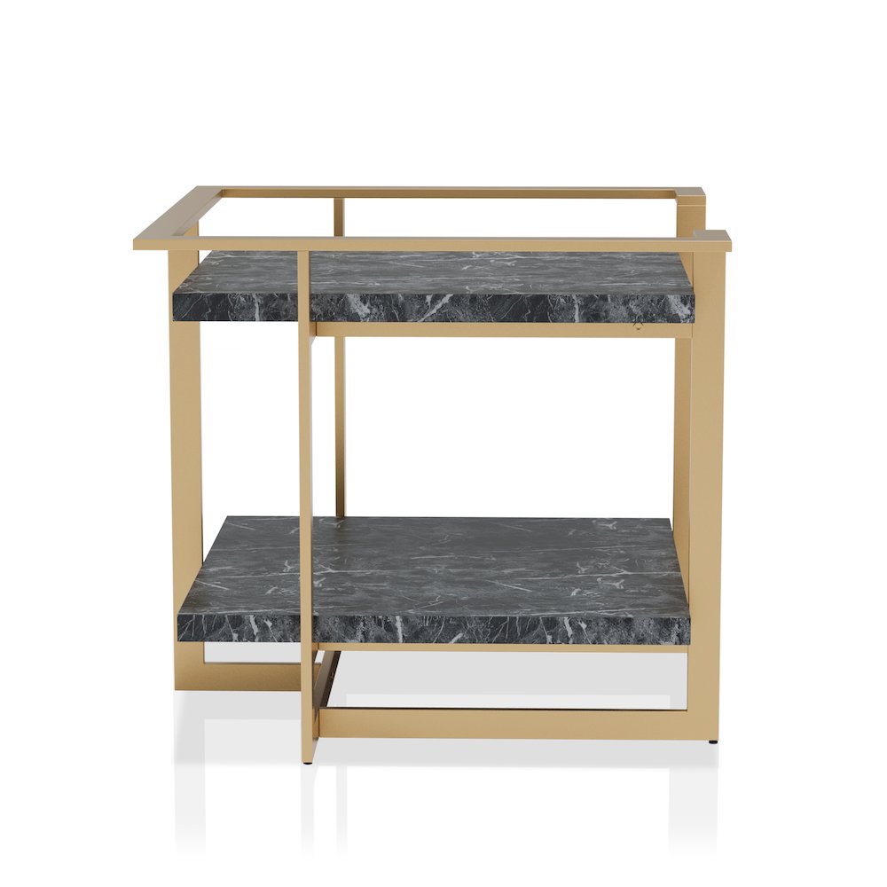 Meliman Contemporary Metal 1-Shelf End Table in Gold and Black. Picture 3