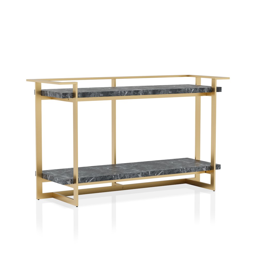 Meliman Contemporary Metal 1-Shelf Console Table in Gold and Black. Picture 1