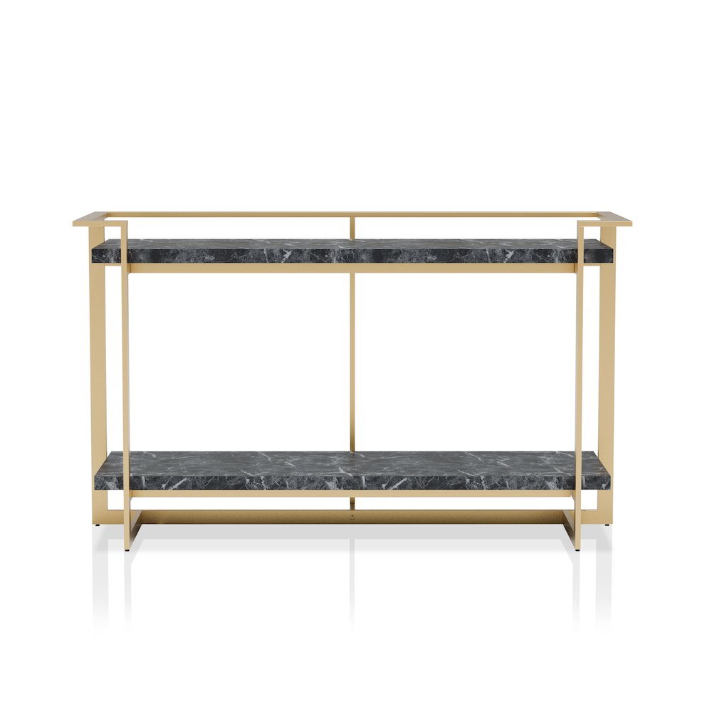 Meliman Contemporary Metal 1-Shelf Console Table in Gold and Black. Picture 2
