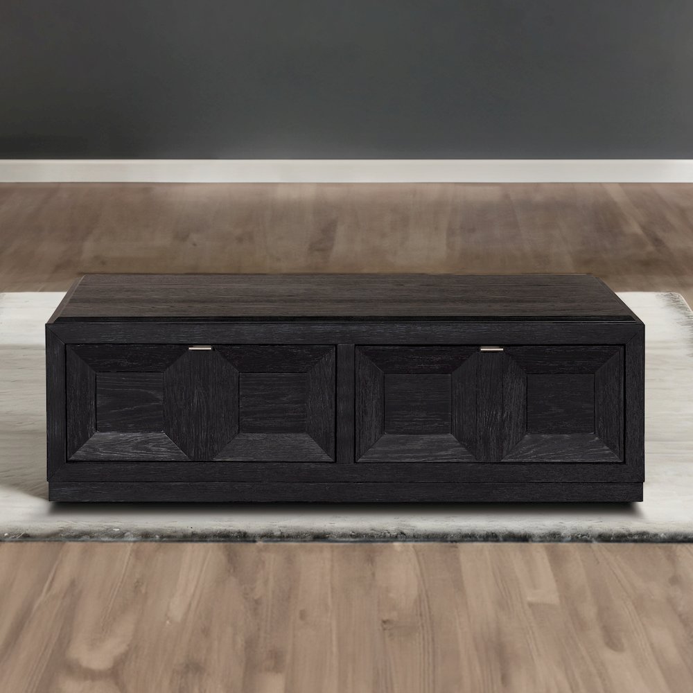 Ulan Modern Solid Wood Coffee Table with Casters. Picture 3