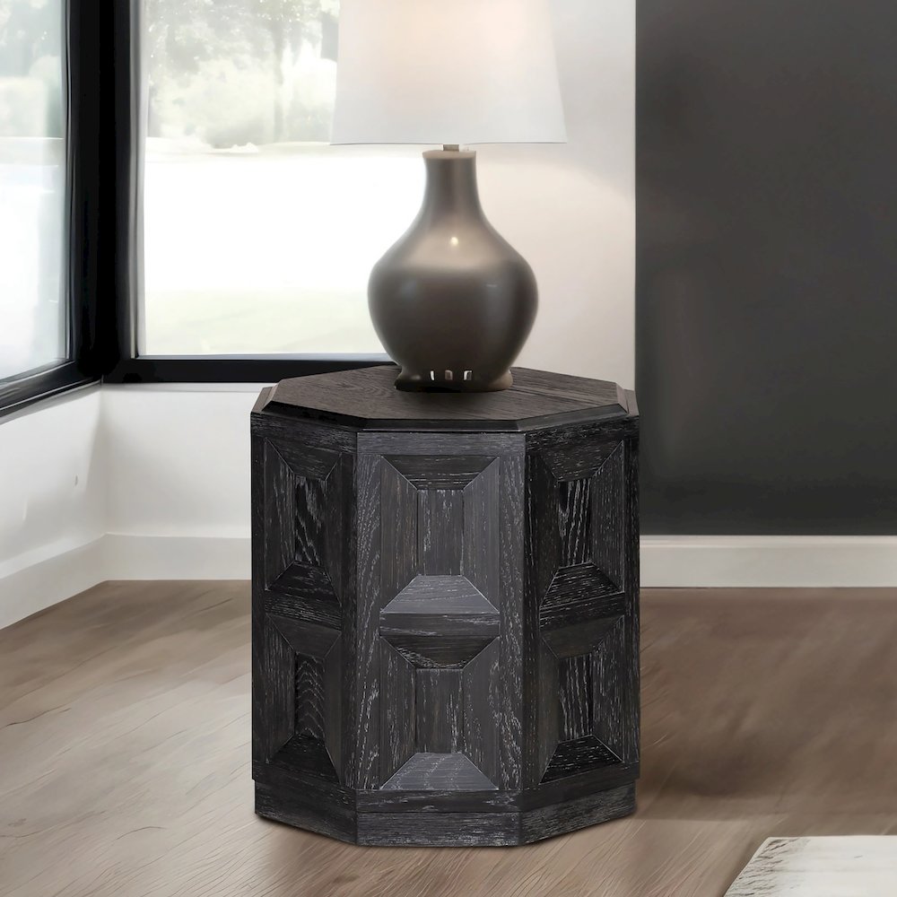 Ulan Modern Solid Wood Octagon End Table. Picture 3