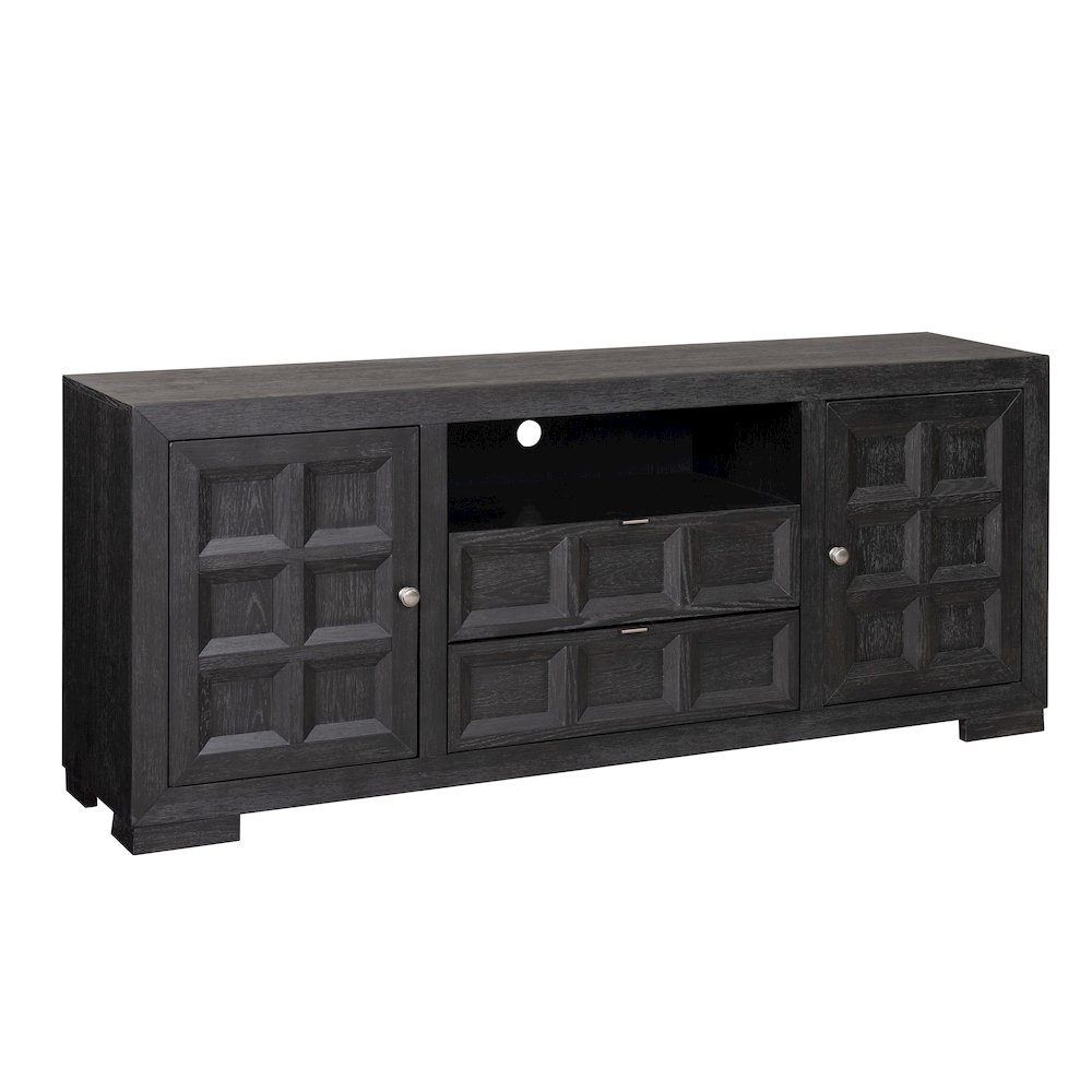 Ulan Modern Solid Wood 2-Drawer TV Stand with Shelves. Picture 1