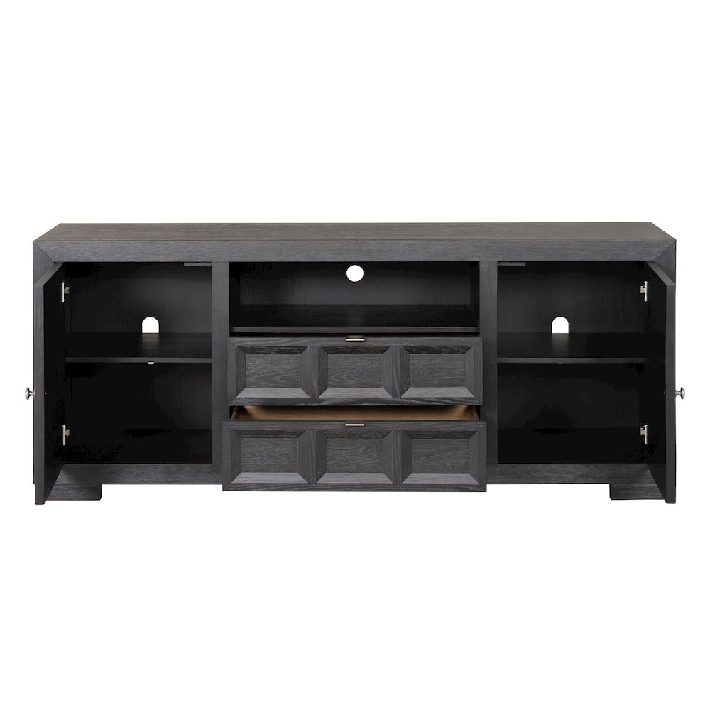 Ulan Modern Solid Wood 2-Drawer TV Stand with Shelves. Picture 2