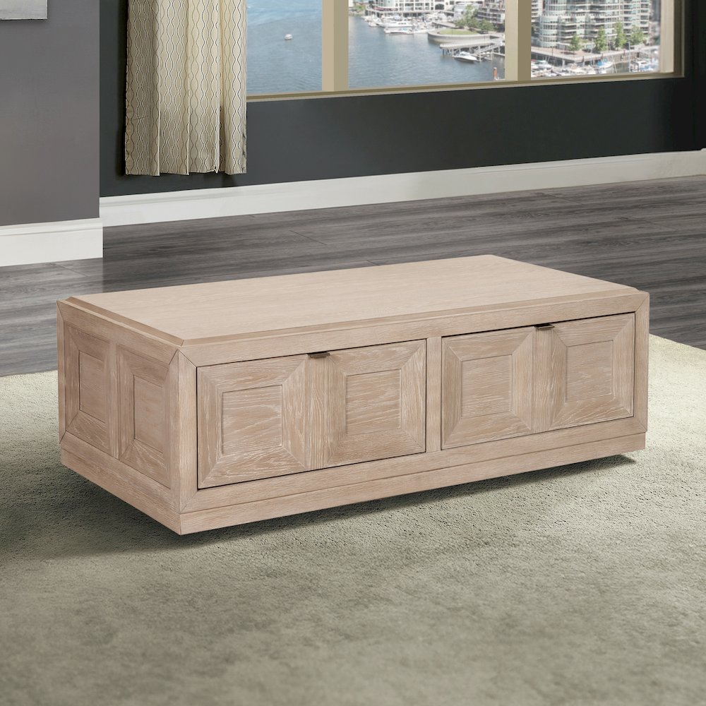 Ulan Modern Solid Wood Coffee Table with Casters. Picture 4