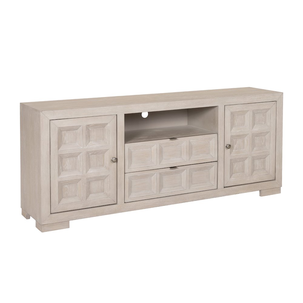 Ulan Modern Solid Wood 2-Drawer TV Stand with Shelves. Picture 1