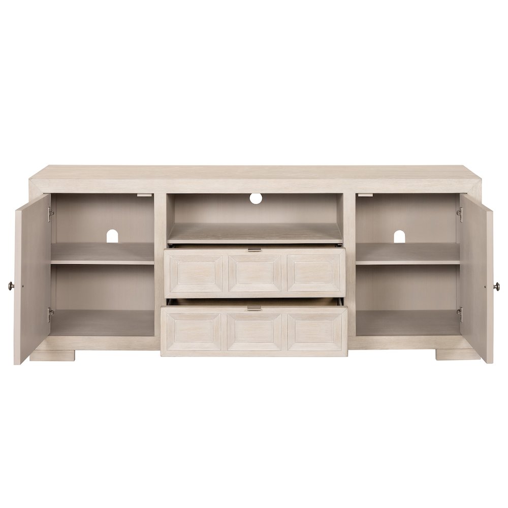 Ulan Modern Solid Wood 2-Drawer TV Stand with Shelves. Picture 2