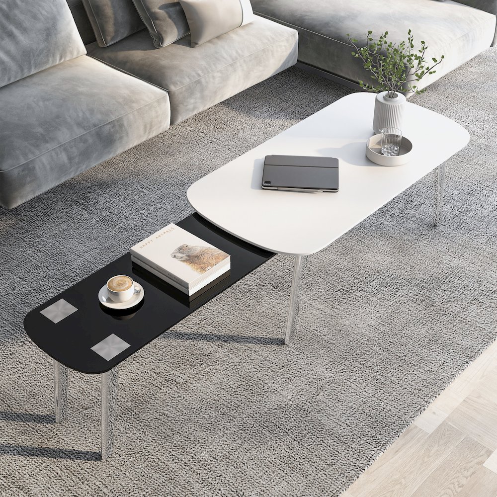 Jax Wood Nesting Coffee Table in White and Black. Picture 5