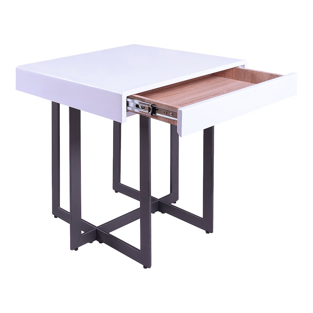 Vasket Contemporary Metal 1-Drawer End Table. Picture 2