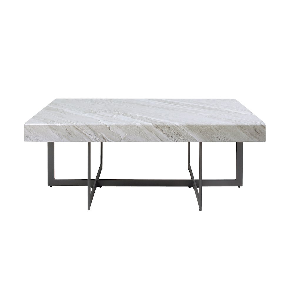 Vasket Contemporary Metal 2-Drawer Coffee Table. Picture 2